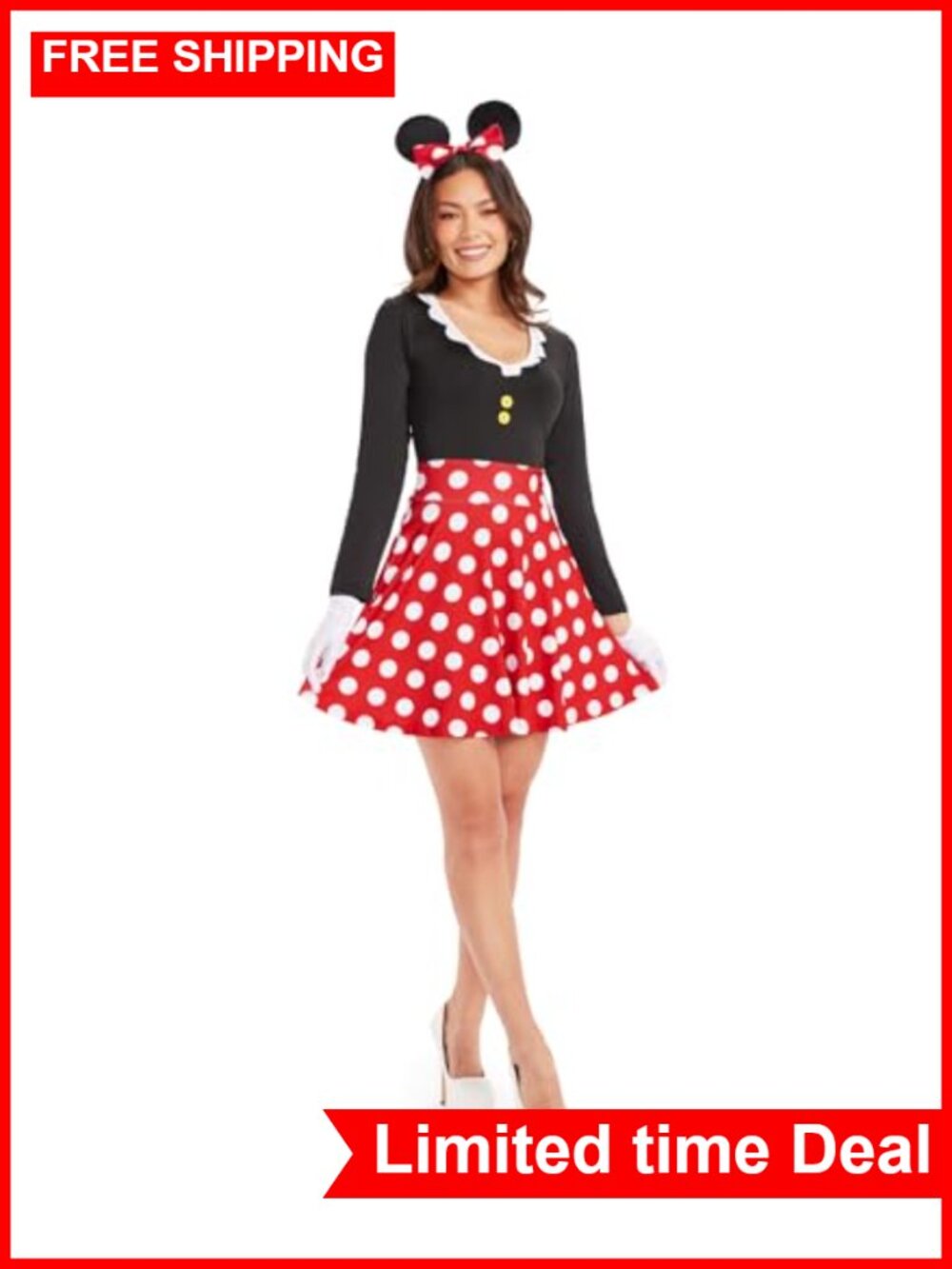 Tipsy Elves Women's Halloween Mouse Costume Dress with Ears & Gloves